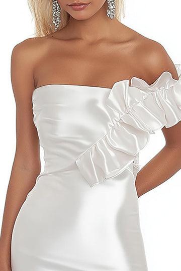 White Bodycon Strapless Mini Graduation Dress